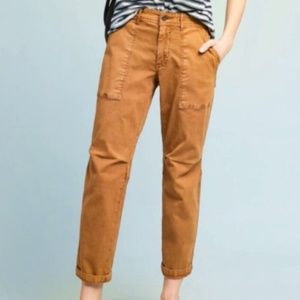 ANTHROPOLOGIE The Wanderer LINEN BLEND Golden Brown ANKLE Utility Pants